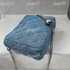 Denim Camellia Women Hobo Shoulder Bag 18CM Designer Crossbody Bag Embroidered Silver Hardware Love Chain Luxury Handbag Underarm Bag Trend Coin Purse Sacoche