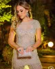 Great Gatsby Mini Cocktail Dresses Lace Crystal Jewel Neck Short Sleeve Sparkly Beaded Prom Party Occasion Gowns Plus Size Homecoming Dress