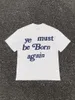 メンズTシャツcpfm yeは再びTシャツの男性女性女性のダークグレーブラックフラワーブルートップティー特大のカジュアル半袖でなければなりません