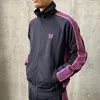 Men's Jackets Needles Track Velvet Butterfly Embroidery Japanese Retro Woven Belt Campus Style And Women's Jacket Sports