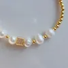 Strand Kkbead الفاخرة Zirconia Charm سوار المجوهرات للنساء أساور اللؤلؤ الطبيعية حبات الذهب المطلي بالفرد