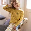 Thuiskleding Grote werven M-XXL Vrouwen Pyjamas Set Spring herfst Lange mouw pyjama's pure katoenen slaapkleding schattige cartoon pijamas mujer