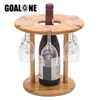 GoalOne Wine Glass Rackフリースティングステムウェアストレージラック天然竹の木製ワイン収納メガネテーブルレットトップワイングラスホルダー