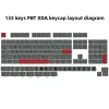 アクセサリ133キーPBT XDAプロファイルキーキャップ染料染色ISOレイアウトアウトムチェリーMXメカニカルキーボードのためのダブルショットグレーキーキャップセット