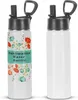 Water Bottles 20/25OZ Sublimation Blank Vacuum Insulated Sport Metallic White Bottle Wide Mouth With Straw Eco Friendly Botella De Agua