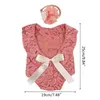 24be Baby Bow Lace Romper Zestaw opaski na głowę Nowonarodzone fotografię Props Bodysuit Hair Band