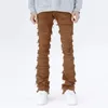 Spersonalizowane dżinsy w stylu American Style z trudnymi zamkami błyskawicznymi i fringe hip-hop design Winter Proste Pants 240410