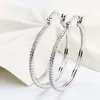 Broupe d'oreille en argent sterling de haute qualité 925 Sterling Big Hoop Full Diamond Diamond Bad Girl Bijoux Party Oreilles 274D