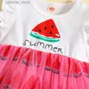 Meisjesjurken Visgogo babymeisjes zomerjurk watermeloen print gaas a-line prinses jurk voor strand feest schattige kleding l47
