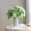 Flores artificiais de rosa brancas de alta qualidade Buquê de seda decoração de casamento plástico mesa de flor falsa mesa central peças arranjos