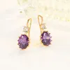 Boucles d'oreilles enveloppées Real 14k Amethyst Orethyst Oreing For Women Aros Mujer Oreja Jaune Orecchini Origine Bijoux de pierres précieuses Femme