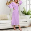 Lässige Kleider Frühling elegantes Kleid Frauen solide V-Ausschnitt Langarm Vintage Party geprägt Maxi Mode Sexy Vestidos 2024