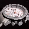 Armbanduhr Megir Brand Quartz Uhren nach Männern Geschäfte weiße Armbanduhr Fashion Drei-Augen wasserdichte leuchtende Uhr Männlich
