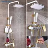 Misturador Chuveiro Badrum Black High-Pressure Duschsystem Vägg Regn Bad Mixer Tap Luxury Sprinkler Set Full Gold Kit