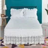 Hermoso delicado navidad Edelweiss Patrón Jacquard Craft Falda de la cama de encaje con cinturón elástico fuerte -15 pulgadas Drop