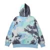 Women's Hoodies Tie Dye Women Hoodie With Hat Oversize Retro Hip Hop Streetwear Long Sleeve Hood Ladies High Street Unisex Cotton