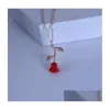 Colliers de pendentif Collier de rose rouge romantique Gift Day pour copine Designer Jewelry Accessoires Drop Livraison Pendentite Dh1fv