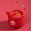 1 pk rode handgemaakte keramische theepot Chinese theepot schoonheid ketel bruiloftspoeds huishoudelijke theeceremonie op maat gemaakte geschenken 250 ml