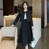 Work Dresses Spring Fall Women Black Skirt Set Elegant Luxury Tweed Jacket Half-body Fashion 2 Piece Korean Chic Purple