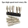 5st Woodworking Steel Rotary Rasp File 1/4 "Shank Rotor Craft Files Rasp Burrs Wood Bits Malning Kraft snidande handverktyg