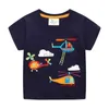 T-shirts Jumping Meters New Arrival Boys T Shirts For Summer Cotton Cartoon Aircraft Embroidery Toddler Kids Tees Baby Tops Clothes 240410