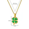 Colares de pingentes de quatro colares de aço inoxidável de trevo de folhas para mulheres verdes de zircão verde cor de cor de jóias de joalheria de cor de jóias Greet Frete grátis 240410