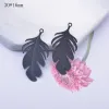 12pcs Brass Black White Feather Leaf Jewelry Charms DIY Making Earring Jewelry Findings