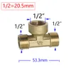 Brass 1/2 "Male feminino fêmea tee conector T Tipo de encanamento 3 vias Adaptador de acoplador de ajuste de tubo de água de água de 3 vias 1pcs