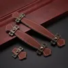 2pcs Vintage Leather Furniture Ручки 96 мм 128 мм мягкая кожаная ручка стиля и ручки для грудной клетки с винтами с винтами