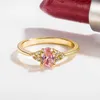 Band Rings Fashion 925 Silver Jewelry Ring Oval Pink Zircon Gemstone Finger Ring Womens Wedding Engagement Party Accessories J240410