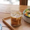 2-8pcs japonês listrado resistente ao calor Copo de vidro de água transparente Canecas de chá doméstico Drink de vinho suco de café com leite de leite quente