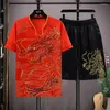 남성용 트랙복 여름 스포츠웨어 세트 Tshirts 반바지 2024 고품질 캐주얼 세트 스프링 남성 패션 및 셔츠 남성 크기