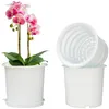 Meshpot 16 cm/7 inch Dia Plastic Orchid Pot Flower Pot Home Plants Pot with Drainage Holes Double Layer Planter Outdoor Indoor