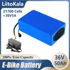 Liitokala36v 50Ah elektrische fietsbatterij ingebouwd 30a bms lithium batterij pack 36 Volt 5a oplaad ebike batterij + lader