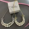 Designer Viviane Westwood Empress Dowager Xis Butterfly Pearl Necklace Female Luxury and Double Layer Saturn Collar Chain