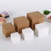 50 pezzi Kraft Paper Box Box a cartone bianco quadrata scatola regalo fai -da -te per biscotti in sapone gioielli confezionamento di biscotti caramelle cuocere