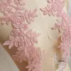 4 pcs / 2 paires 14,5 * 35 cm de tissu rose rose floraison veine en dentelle couture applique vente chaude collier collier collier