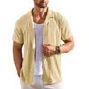 Men's Casual Shirts Beach Shirt Stylish Hollow Out Summer With Turn-down Collar Short Sleeves Breathable Vacation Top For A Cool