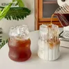 Wine Glasses 4/6PCS INS Glass Cup Heat-resistant Tumbler Drinkware Transparent Tea Juice Milk Coffee Mug Home Water Stripe Beer