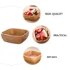 Dinnerware Sets Wood Salad Bowl Square Shaped Fruit Dry Nuts Snack Dessert Dinner Lunch Dish Restaurant Home Serving Set Plate