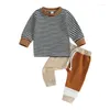 Наборы одежды для малыша Baby Boy наряд с длинными рукавами брюки с полосатыми блузками 2pcs set