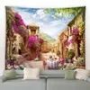 Tapisserie florale Européen Rétro Architectural Plantes vertes Home Garden mur suspendu paysage naturel