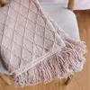 Blankets Solid Bed Sofa Air-Condition Throw Knitted Blanket With Tassels Camping Picnic Bedspread Chair Lounge Towels