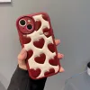 Love Life Wind Red Heart Cute Back Cover för iPhone 14 12 11 13 Pro Max 14 Plus Pu Leather Phone Case Shell Capa