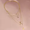 Подвесные ожерелья Золото -цветное колье для женщин для женщин многослойные длинные лунные кисточки цепь подвесы Чокеры модные украшения