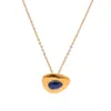 Mode 18K Gold Edelstahl Halskette für Frauen mit Lapis Lazuli Dreieck eingelegtes ovales Hammermuster Daily Bankett Anhänger Halskette