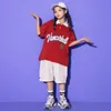 Kid Hip Hop Dance Clothes Boys T-shirt rosso Summer Jogger Street Dancewear Girls Jazz Practice Performance Costume 6 8 10 Y