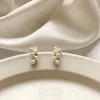 Stud Earrings Fashion Korean Oversized White Pearl Drop For Women Bohemian Golden Wedding Jewelry Gifts Wholesale