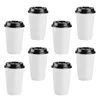 Disposable Cups Straws 50PCS 16oz Coffee Paper Double Walled Insulated /Cold With Lids Plastic