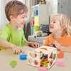 Shape Sorter Toy Stacking And Sorting Wooden Educational Toys Sorting Activity Cube Gifts For Toddlers Learning Fine Motor